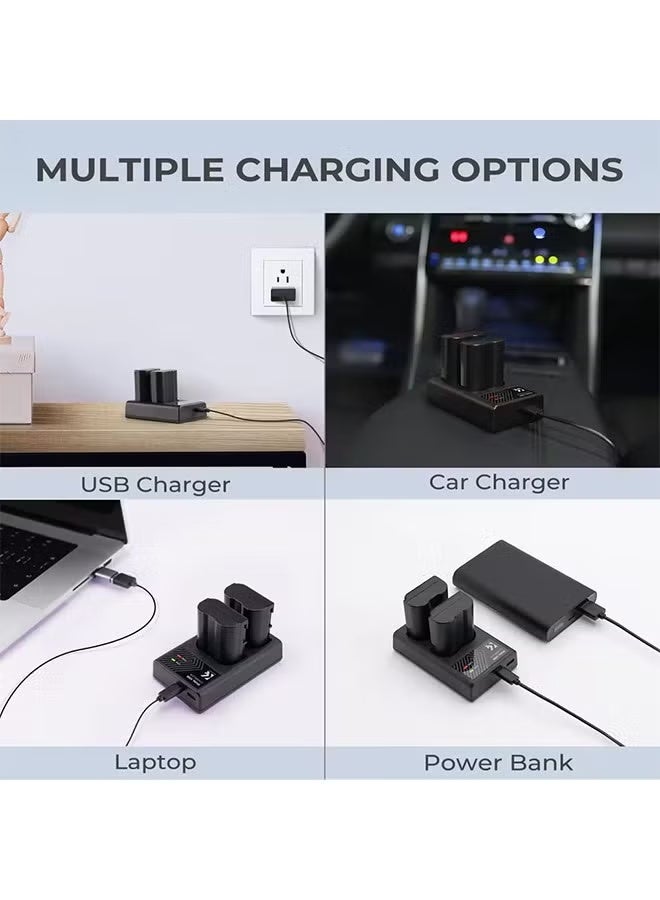 K&F Concept EN-EL15/EN-EL15A/EN-EL15B Battery Charger Dual Slot Quick Charger for Nikon D7000 D7100 D7200 D750 D850 Z7 V1 Camera - Image 5